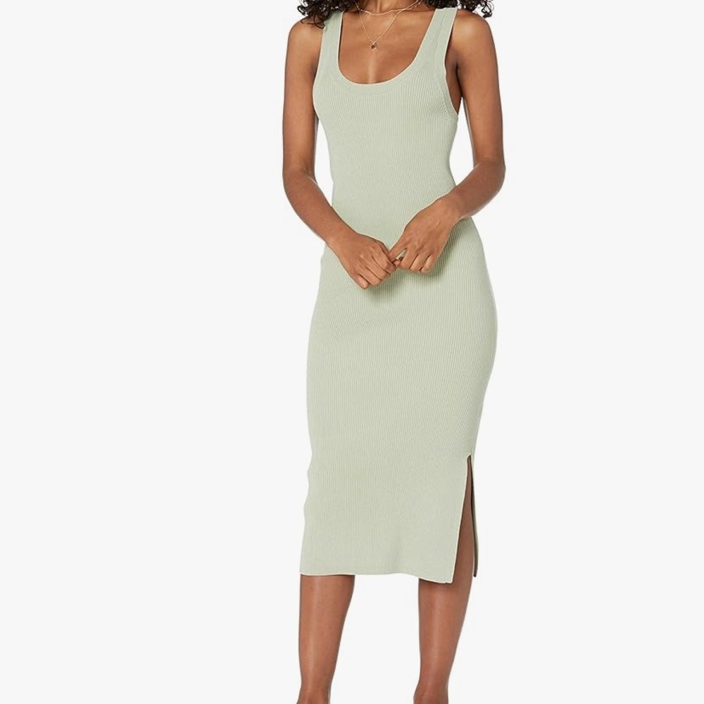 The Drop Yasmin Ribbed Midi Sweater Tank Dress Green Size Large